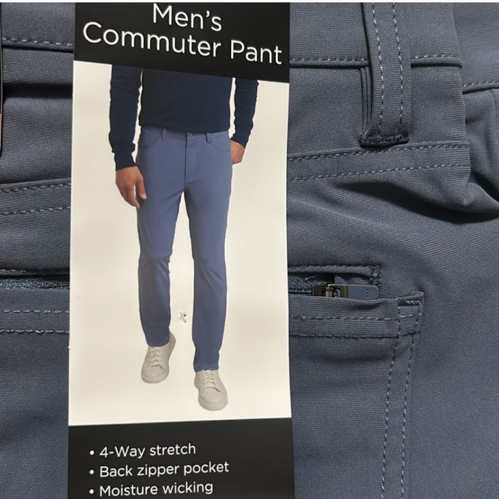 New Kirkland Signature Men’s Commuter Pant Blue UPF 50 Stretch Wick Size 34 X 29 - Picture 7 of 11